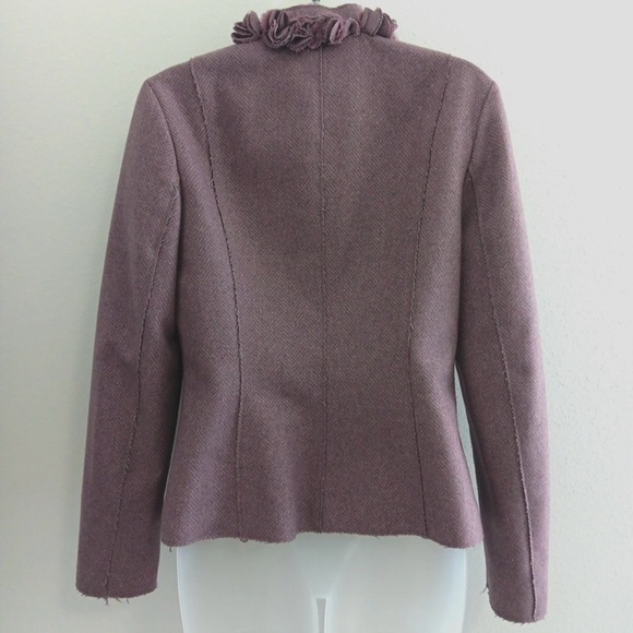 Banana Republic Italian Wool Blazer Size 14 | Lilac Purple Rosette Collar Jacket - Picture 11 of 12